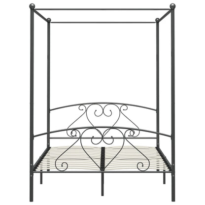 Letto a Baldacchino Grigio in Metallo 140x200 cm - homemem39