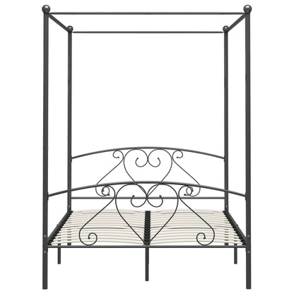 Letto a Baldacchino Grigio in Metallo 160x200 cm - homemem39