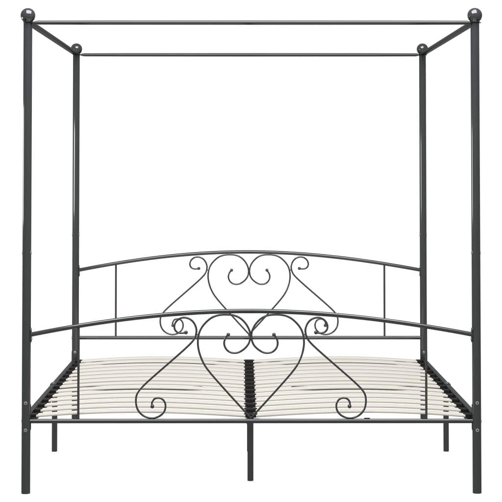 Letto a Baldacchino Grigio in Metallo 180x200 cm - homemem39