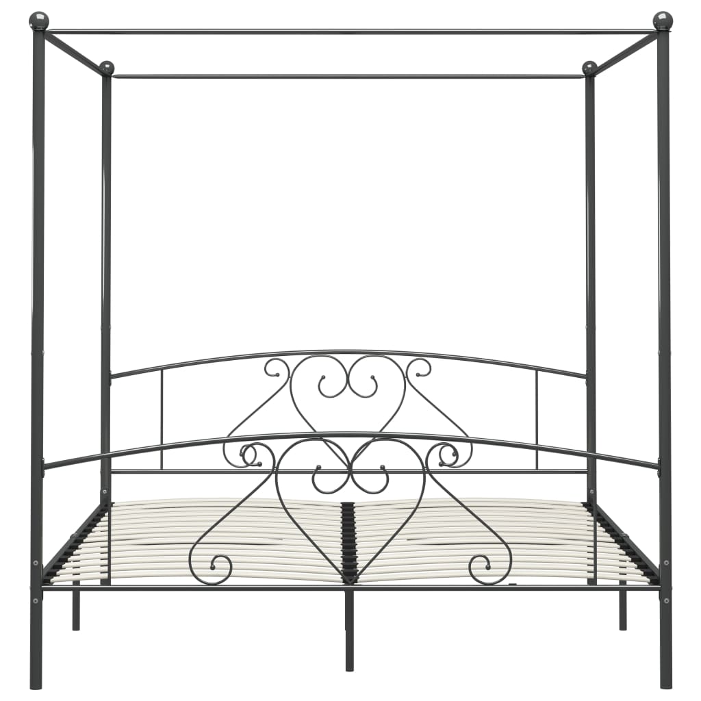 Letto a Baldacchino Grigio in Metallo 200x200 cm - homemem39