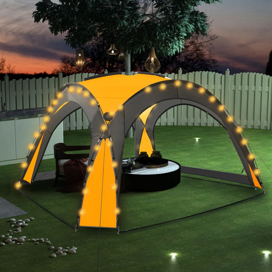 Tenda per Feste con LED e 4 Pareti 3,6x3,6x2,3 m Gialla - homemem39