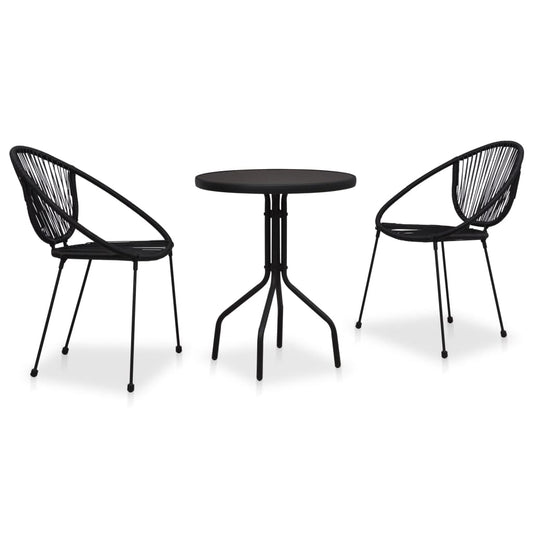 Set da Bistrot 3 pz in Rattan PVC Nero - homemem39