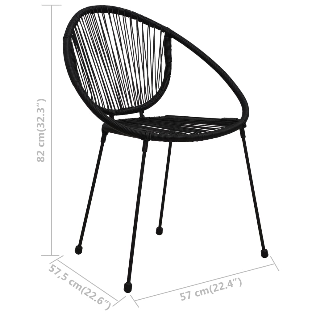 Set da Bistrot 3 pz in Rattan PVC Nero - homemem39