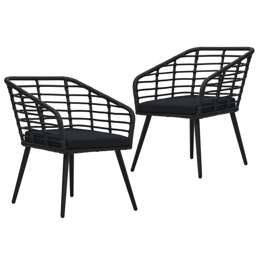 Sedie da Giardino con Cuscini 2 pz in Polyrattan Nere - homemem39