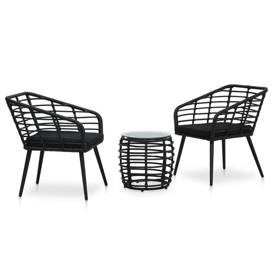 Set da Bistrot 3 pz in Polyrattan Nero - homemem39