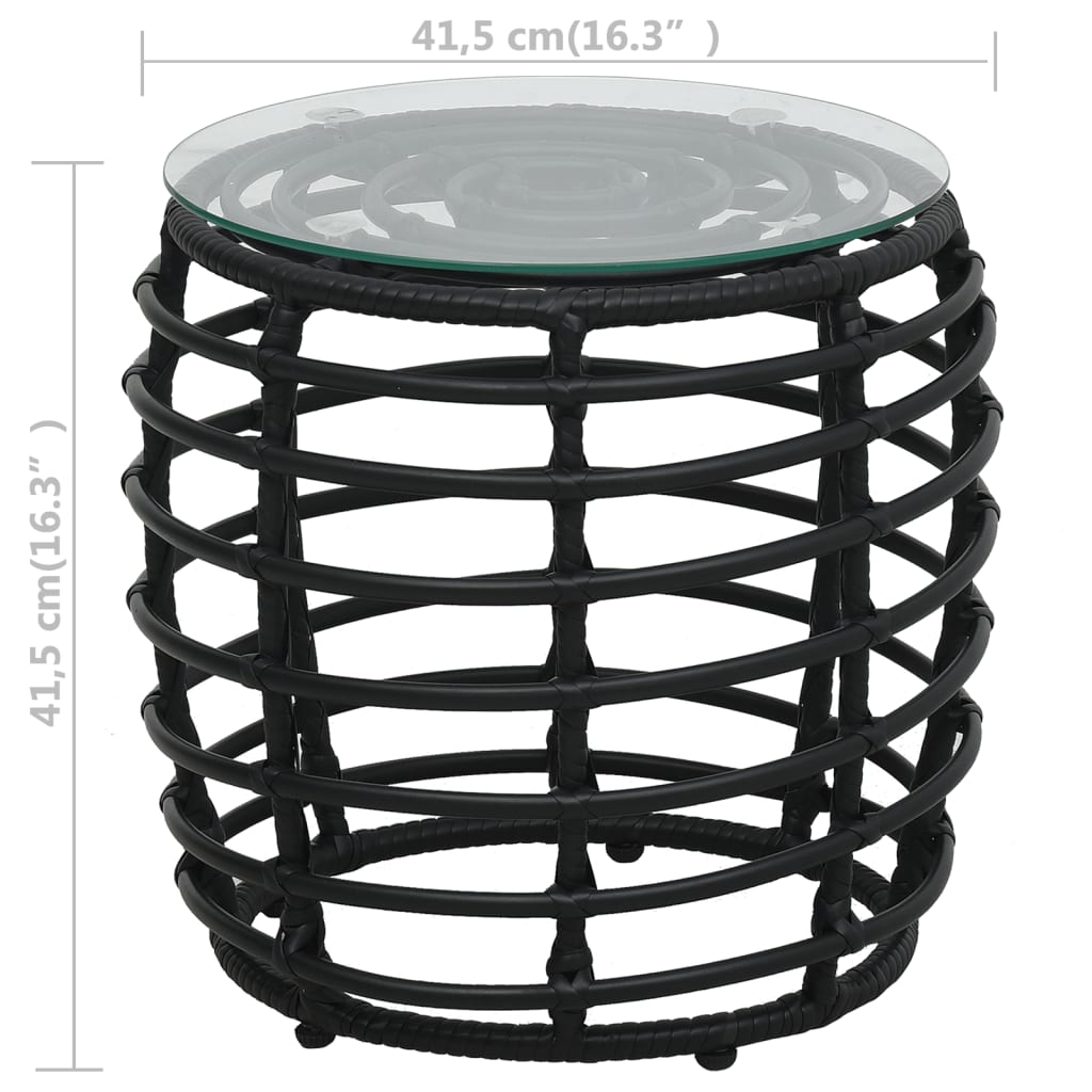 Set da Bistrot 3 pz in Polyrattan Nero - homemem39