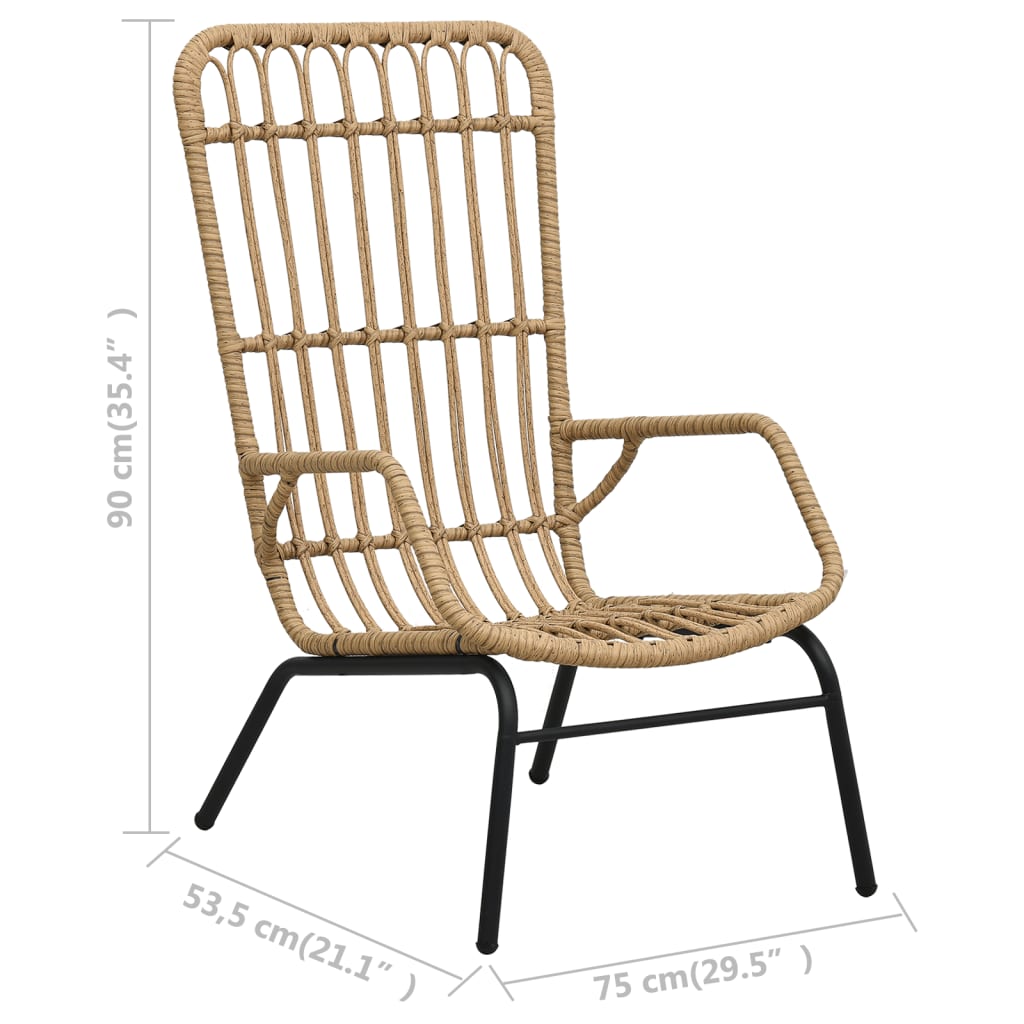 Sedia da Giardino in Polyrattan Marrone Chiaro - homemem39