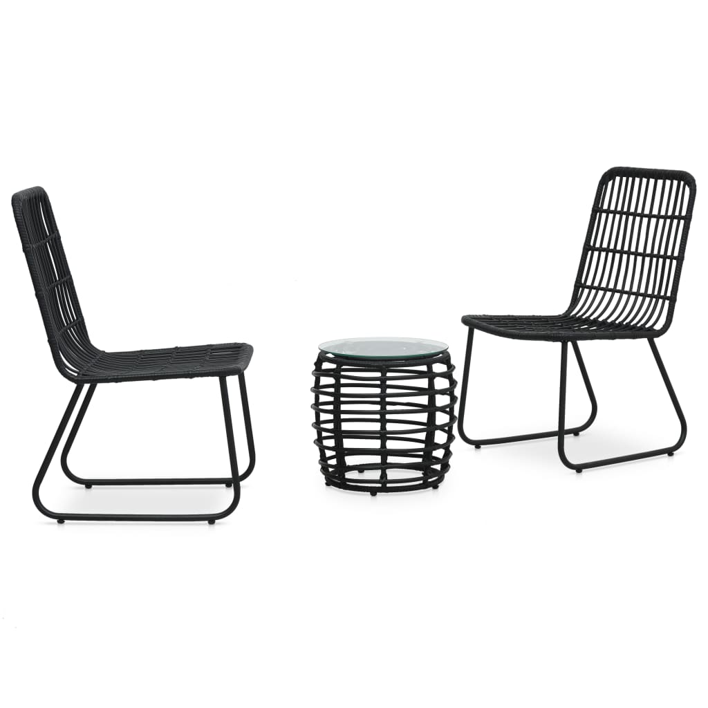 Set da Bistrot 3 pz in Polyrattan Nero - homemem39