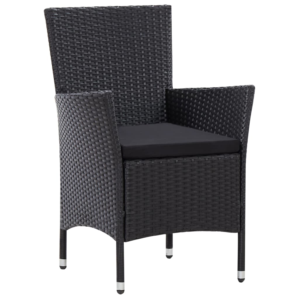 Set da Pranzo per Giardino 9 pz in Polyrattan Nero - homemem39