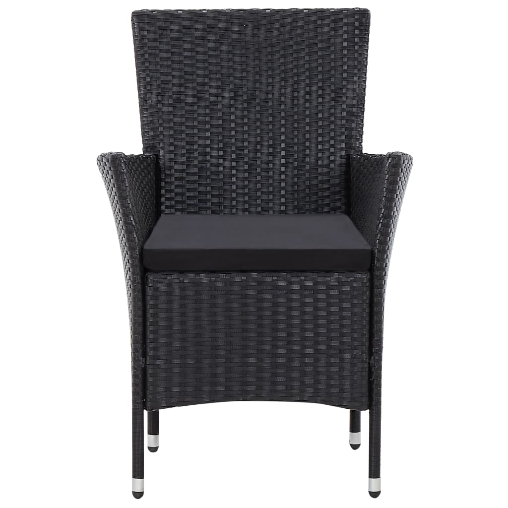 Set da Pranzo per Giardino 9 pz in Polyrattan Nero - homemem39