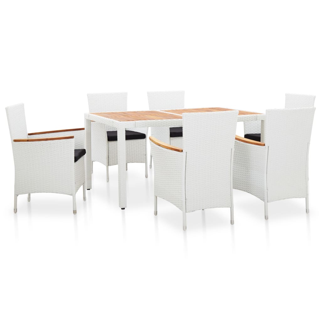 Set da Pranzo da Giardino 7 pz in Polyrattan Bianco - homemem39