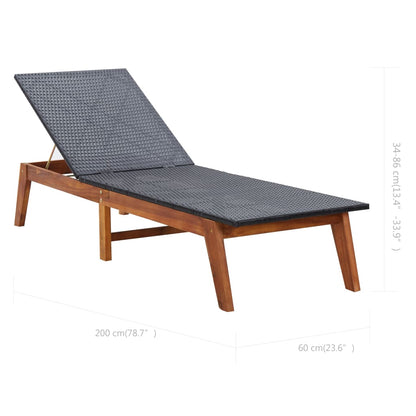 Sdraio con Cuscino in Polyrattan e Legno Massello di Acacia - homemem39