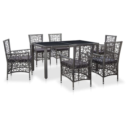 Set da Pranzo da Giardino 7 pz in Polyrattan Grigio - homemem39