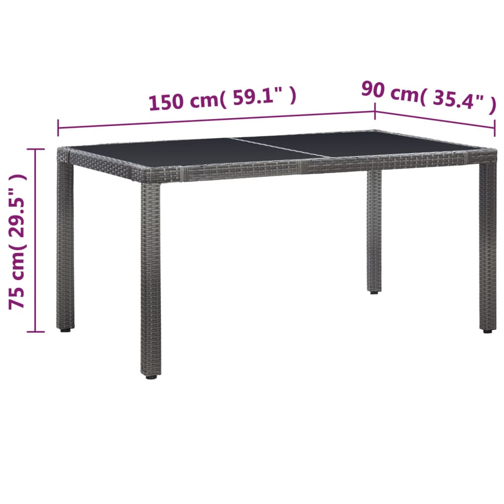 Set da Pranzo da Giardino 7 pz in Polyrattan Grigio - homemem39