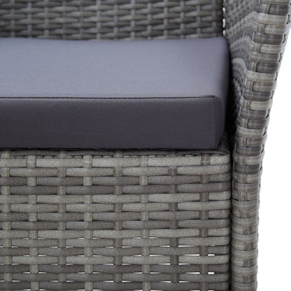 Set da Pranzo da Giardino 9 pz con Cuscini in Polyrattan Grigio - homemem39