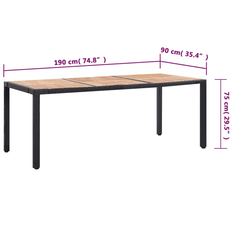 Set da Pranzo da Giardino 9 pz con Cuscini in Polyrattan Nero - homemem39