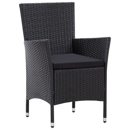 Set da Pranzo da Giardino 9 pz con Cuscini in Polyrattan Nero - homemem39