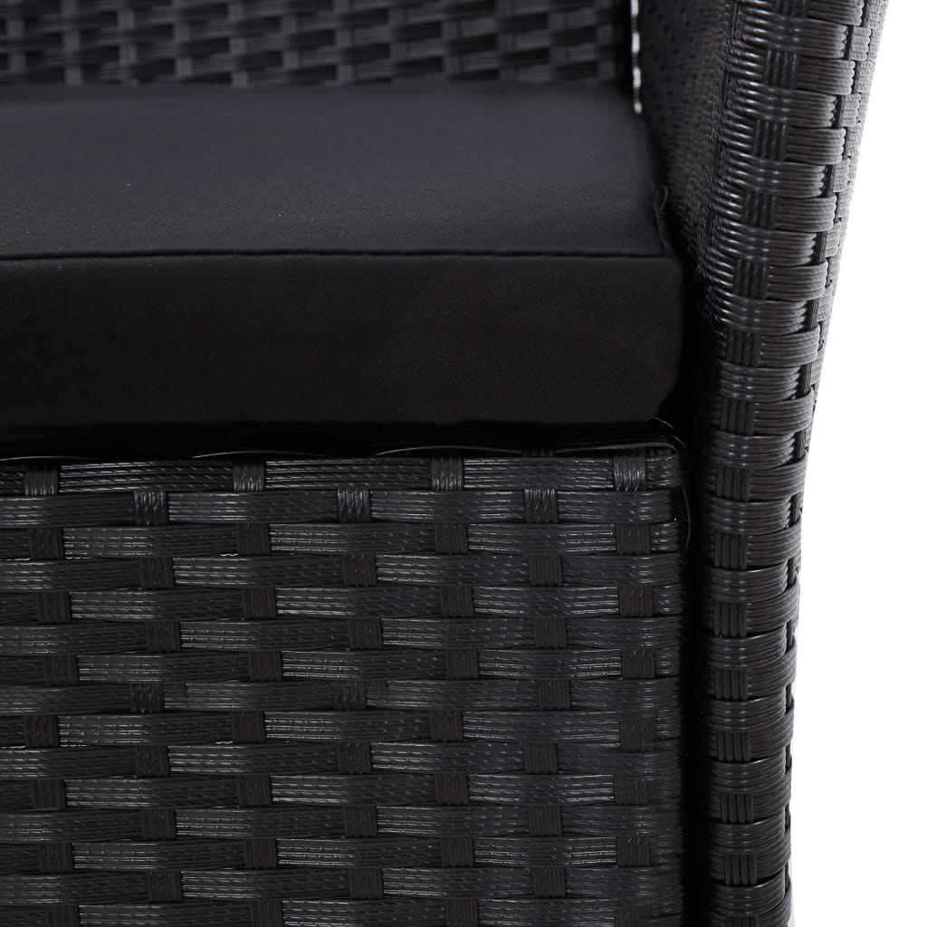 Set da Pranzo da Giardino 9 pz con Cuscini in Polyrattan Nero - homemem39