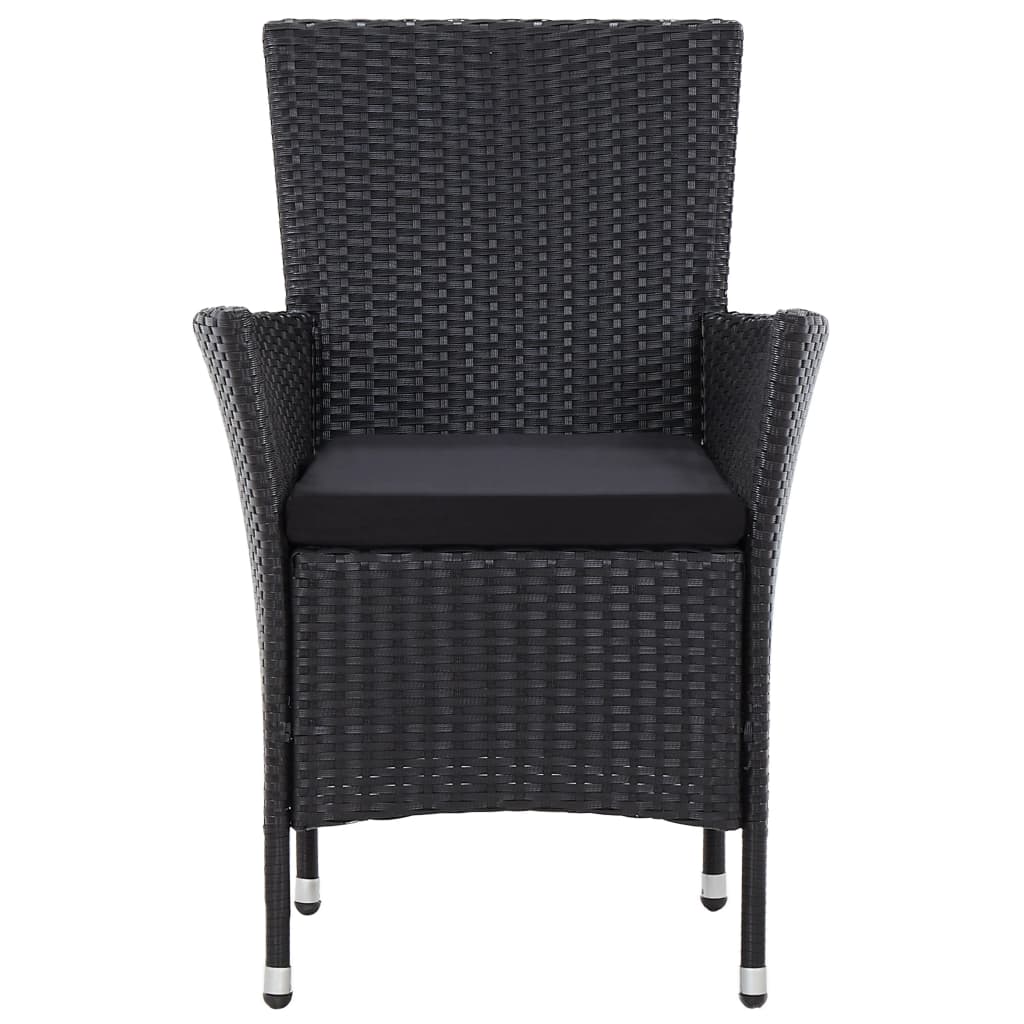 Set da Pranzo da Giardino 7 pz con Cuscini in Polyrattan Nero - homemem39