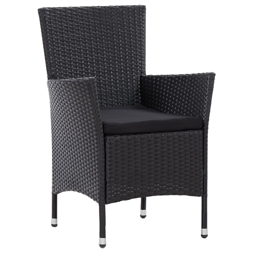 Set da Pranzo da Giardino 7 pz con Cuscini in Polyrattan Nero - homemem39