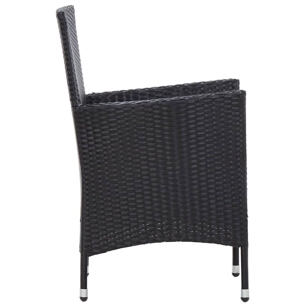 Set da Pranzo da Giardino 7 pz con Cuscini in Polyrattan Nero - homemem39