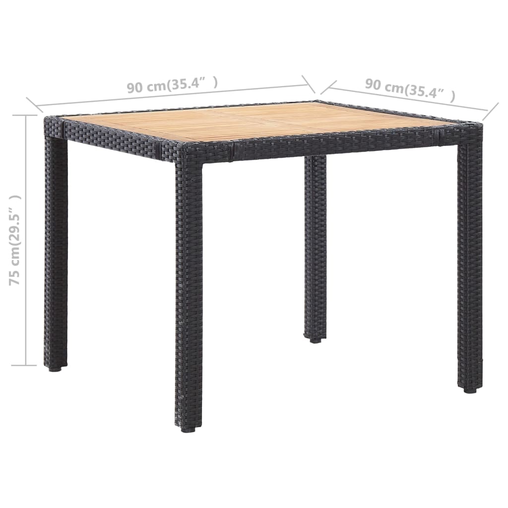 Set da Pranzo da Giardino 5 pz con Cuscini in Polyrattan Nero - homemem39