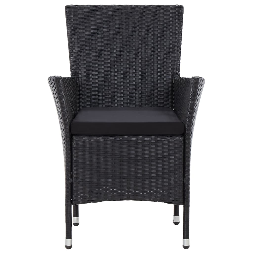 Set da Pranzo da Giardino 5 pz con Cuscini in Polyrattan Nero - homemem39