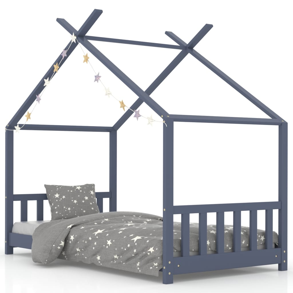 Giroletto per Bambini Grigio in Massello di Pino 70x140 cm - homemem39