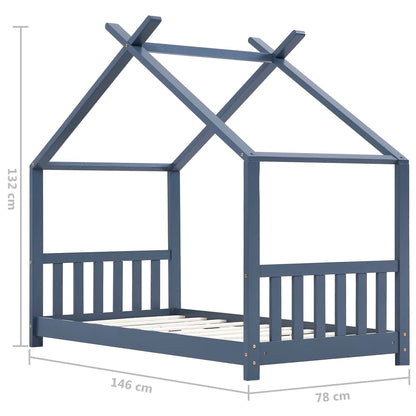 Giroletto per Bambini Grigio in Massello di Pino 70x140 cm - homemem39