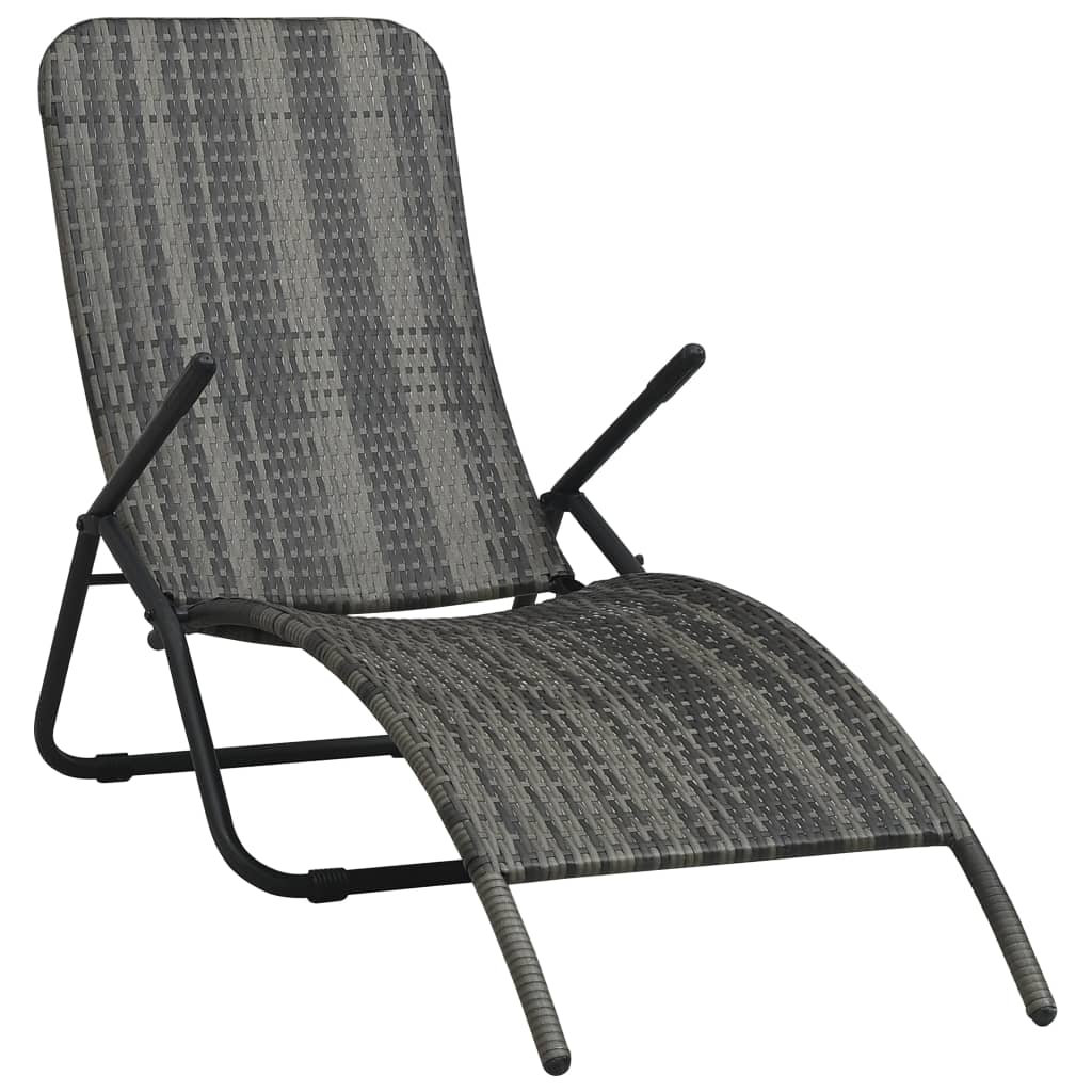 Lettino Prendisole Pieghevole in Polyrattan Grigio - homemem39