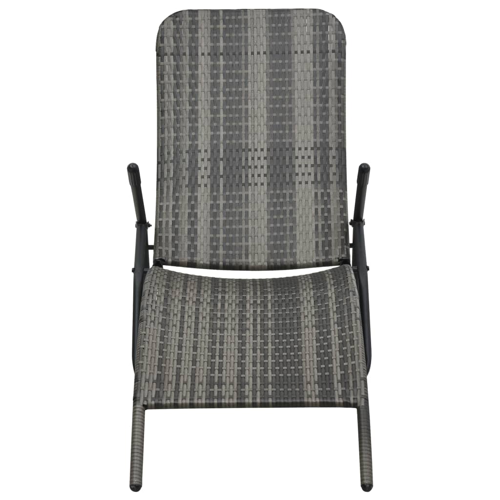 Lettino Prendisole Pieghevole in Polyrattan Grigio - homemem39