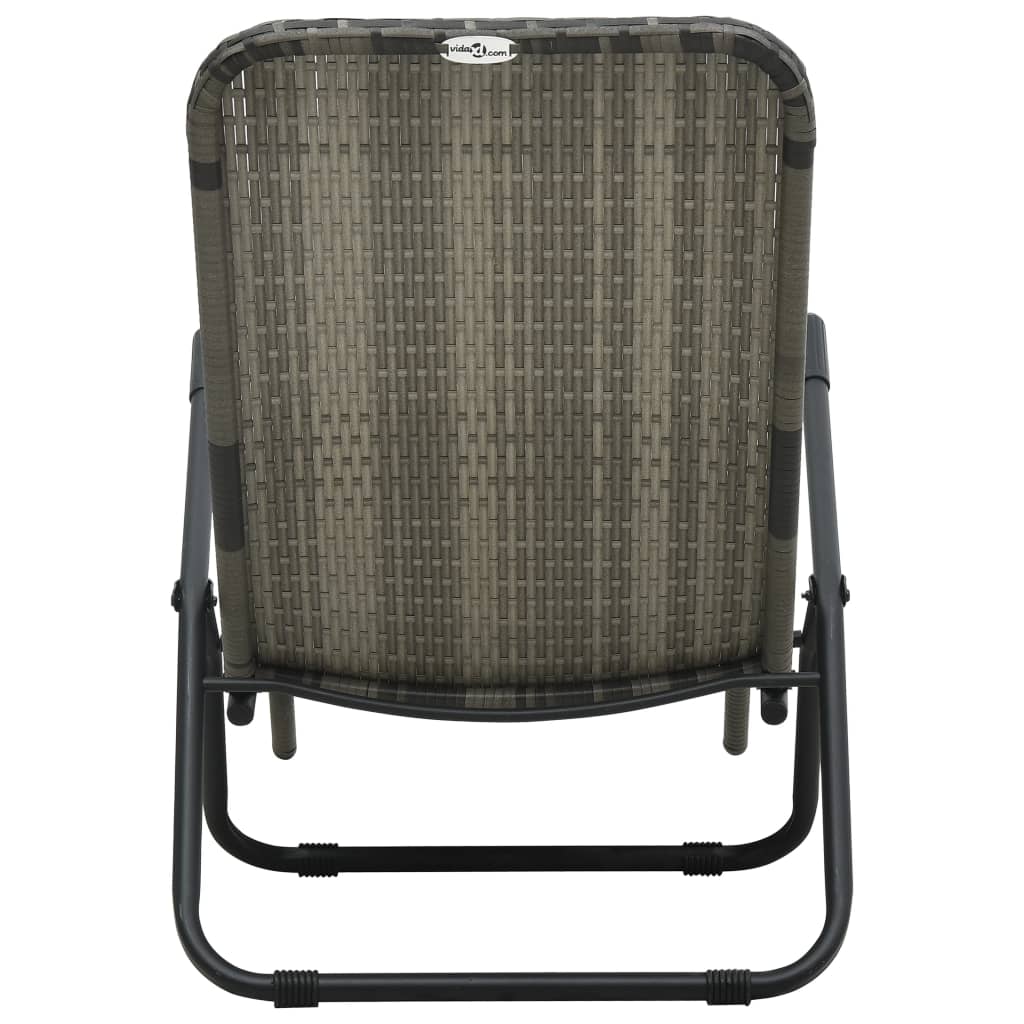 Lettino Prendisole Pieghevole in Polyrattan Grigio - homemem39