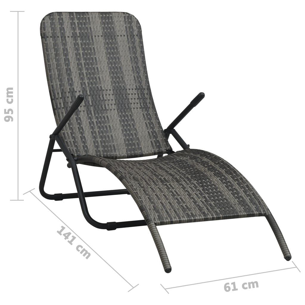 Lettino Prendisole Pieghevole in Polyrattan Grigio - homemem39