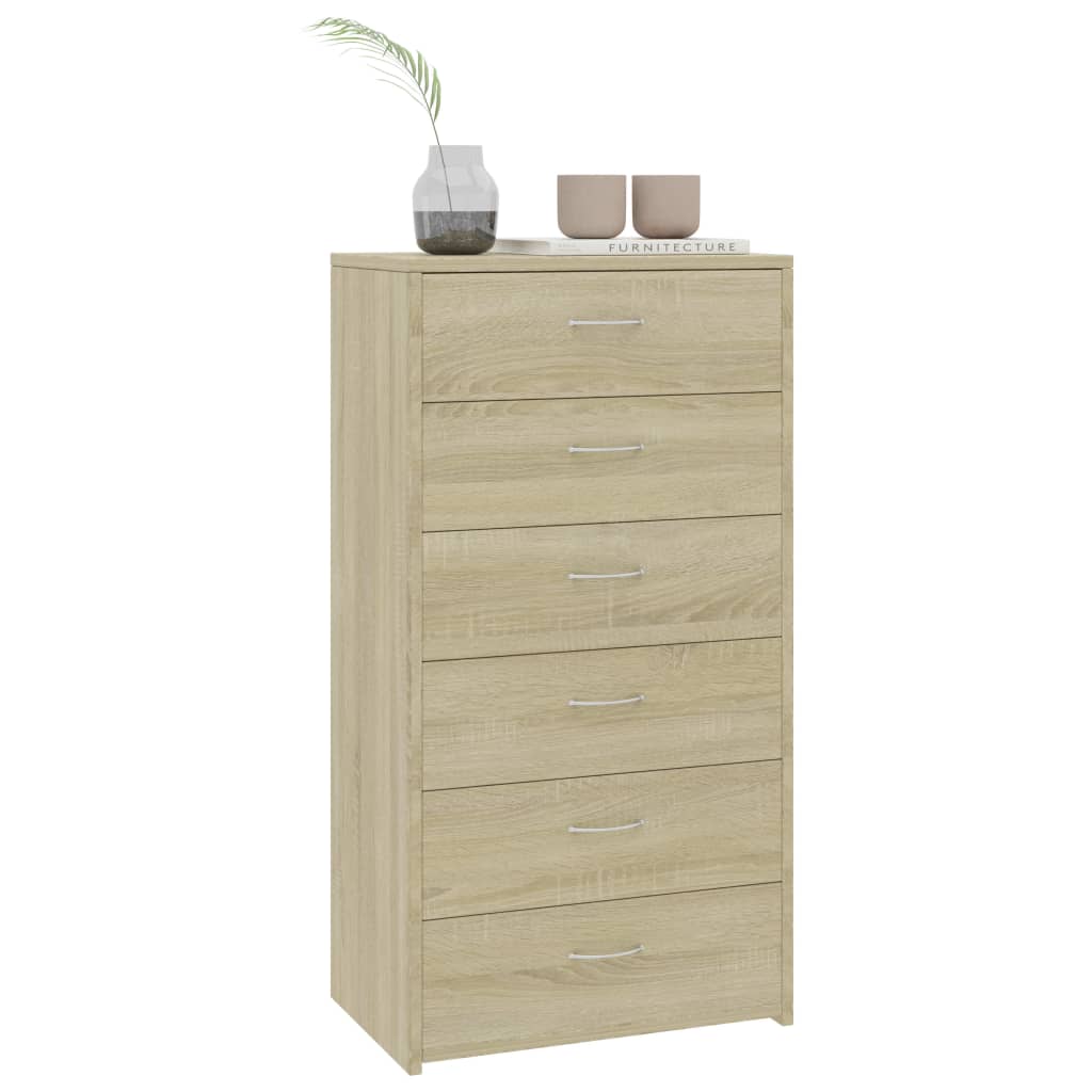 Credenza 6 Cassetti Rovere Sonoma 50x34x96cm Legno Multistrato - homemem39