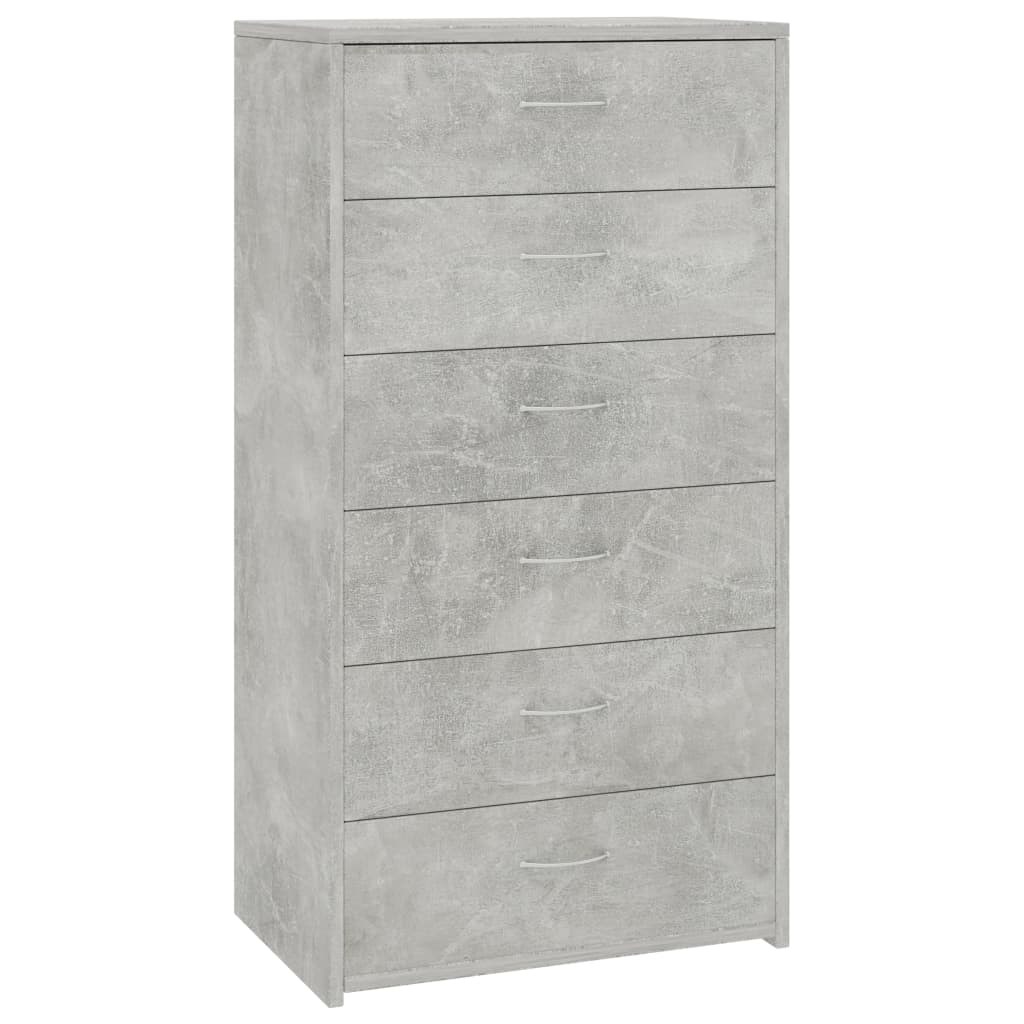 Credenza 6 Cassetti Grigio Cemento 50x34x96cm Legno Multistrato - homemem39