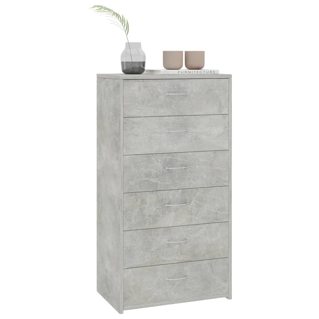 Credenza 6 Cassetti Grigio Cemento 50x34x96cm Legno Multistrato - homemem39