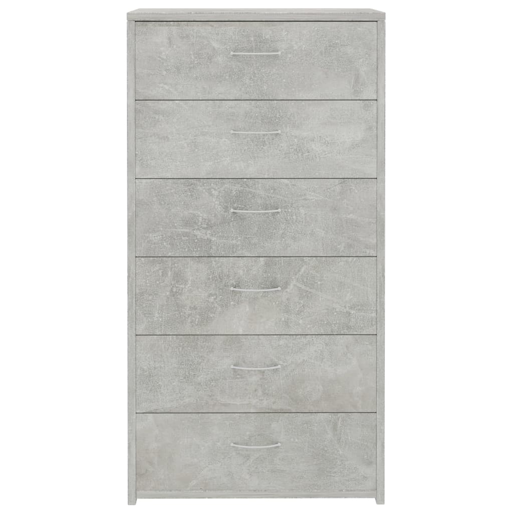 Credenza 6 Cassetti Grigio Cemento 50x34x96cm Legno Multistrato - homemem39