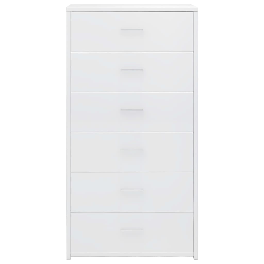 Credenza 6 Cassetti Bianco Lucido 50x34x96 cm Legno Multistrato - homemem39