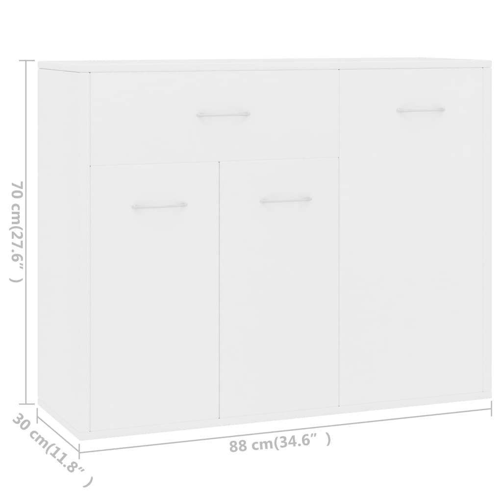 Credenza Bianca 88x30x70 cm in Legno Multistrato - homemem39