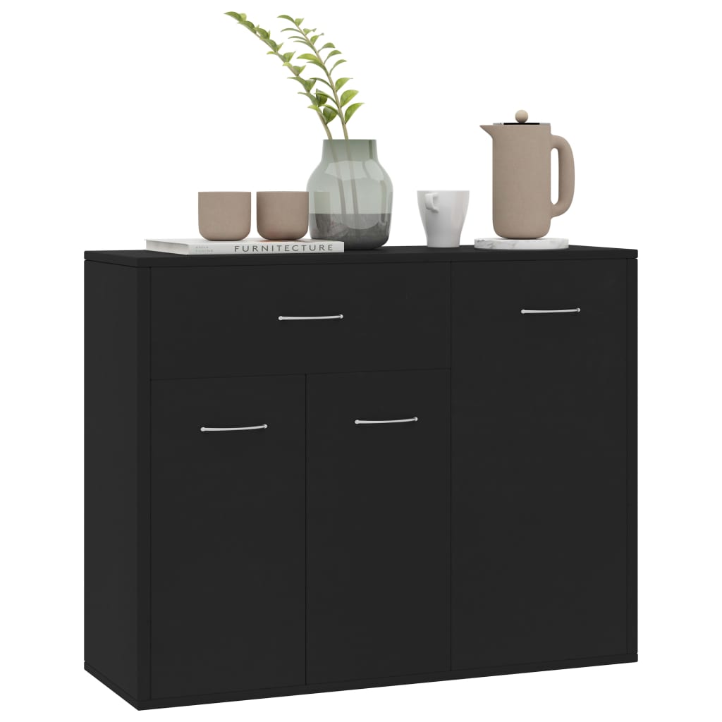 Credenza Nera 88x30x70 cm in Truciolato - homemem39