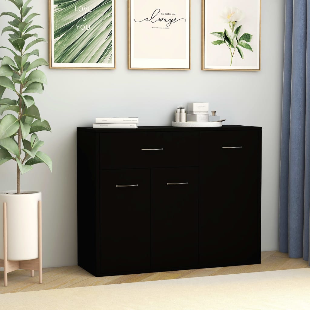 Credenza Nera 88x30x70 cm in Truciolato - homemem39