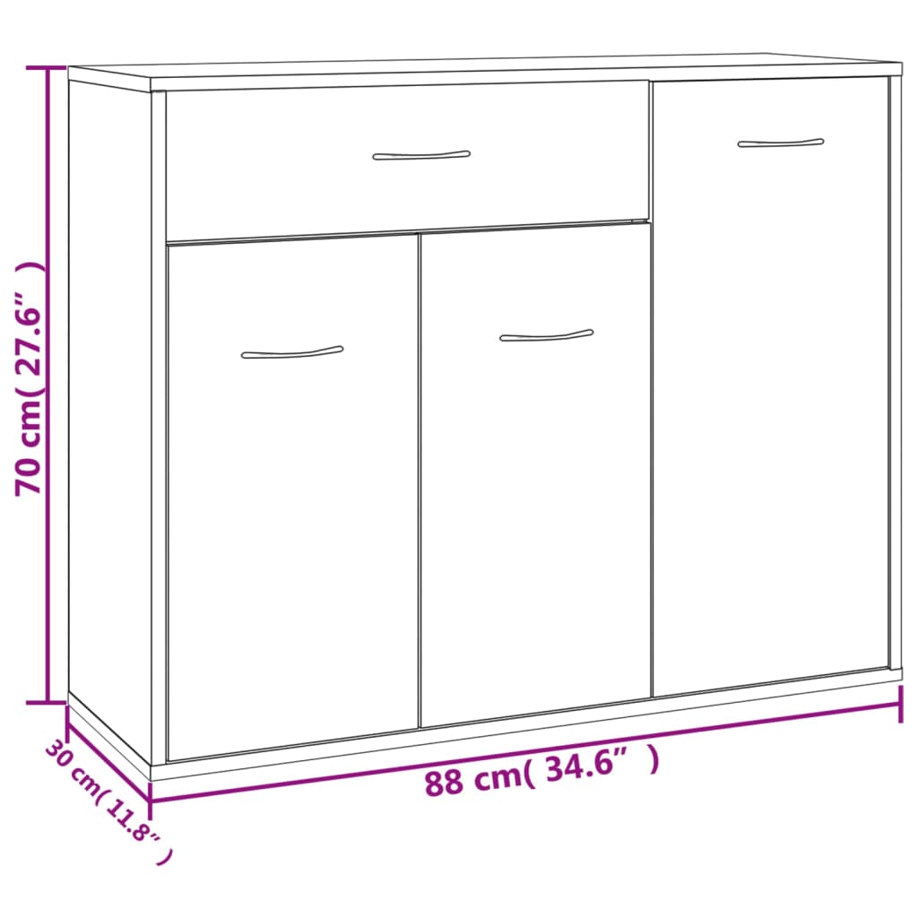 Credenza Rovere Sonoma 88x30x70 cm in Legno Multistrato - homemem39