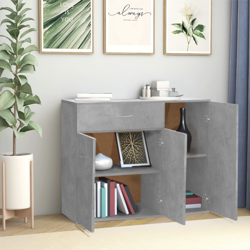 Credenza Grigio Cemento 88x30x70 cm in Truciolato - homemem39