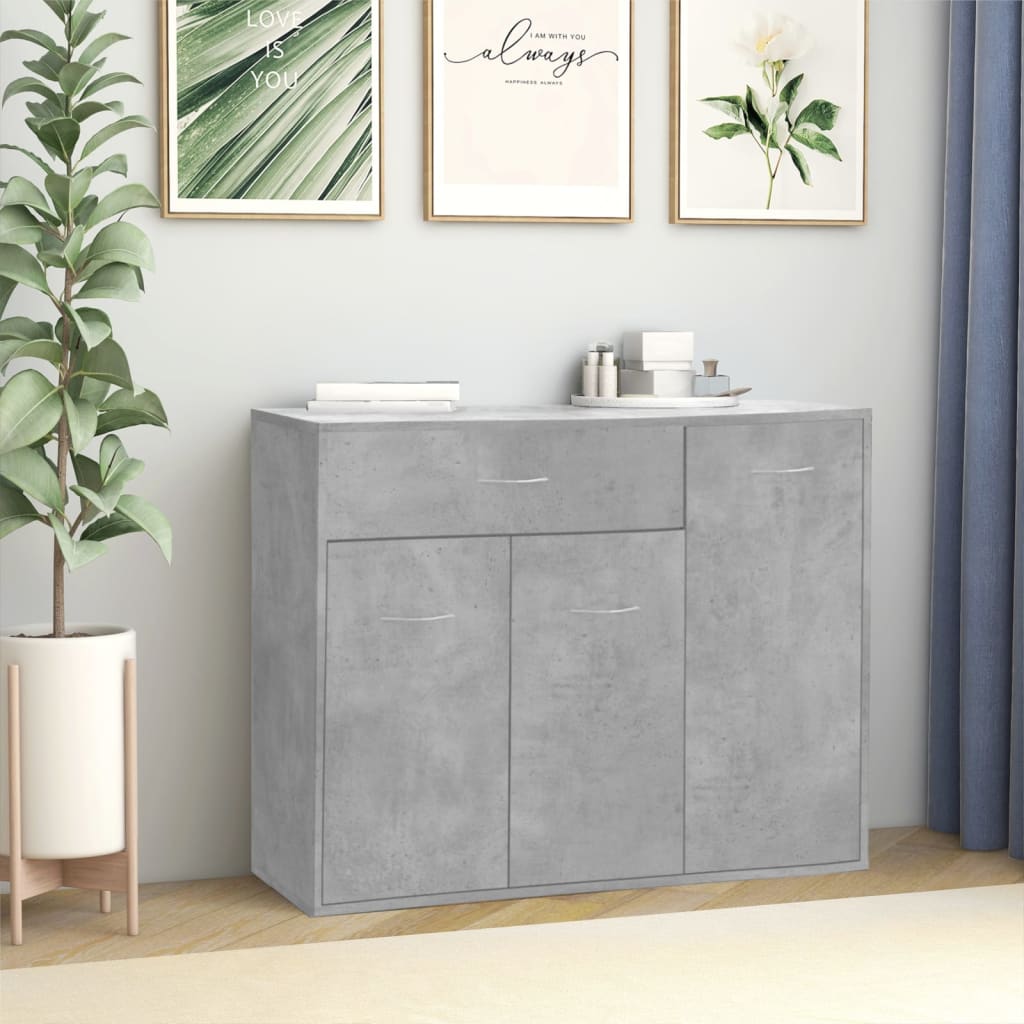 Credenza Grigio Cemento 88x30x70 cm in Truciolato - homemem39