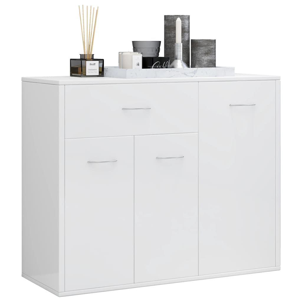 Credenza Bianco Lucido 88x30x70 cm in Truciolato - homemem39