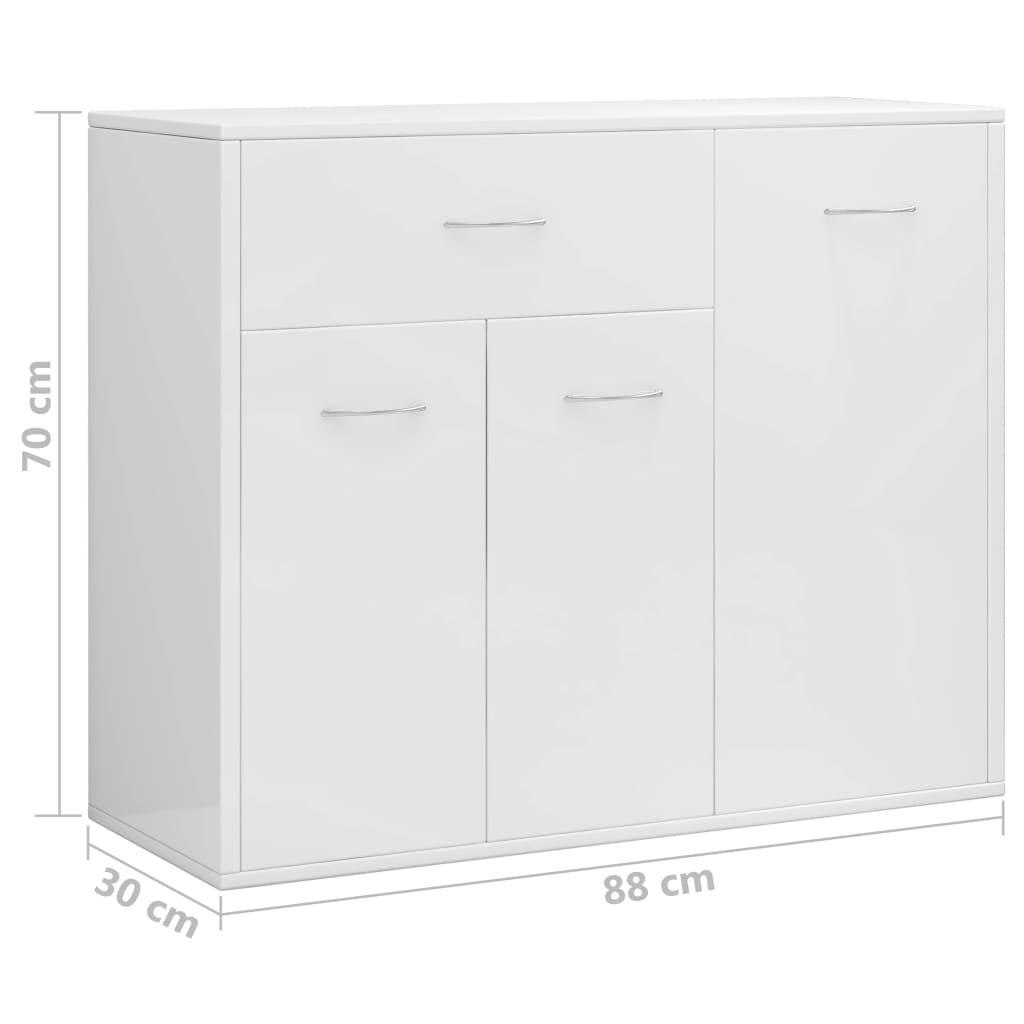 Credenza Bianco Lucido 88x30x70 cm in Truciolato - homemem39