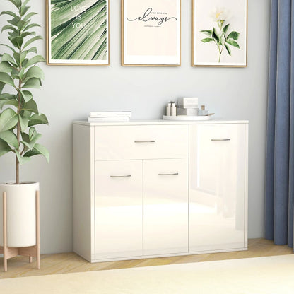 Credenza Bianco Lucido 88x30x70 cm in Truciolato - homemem39