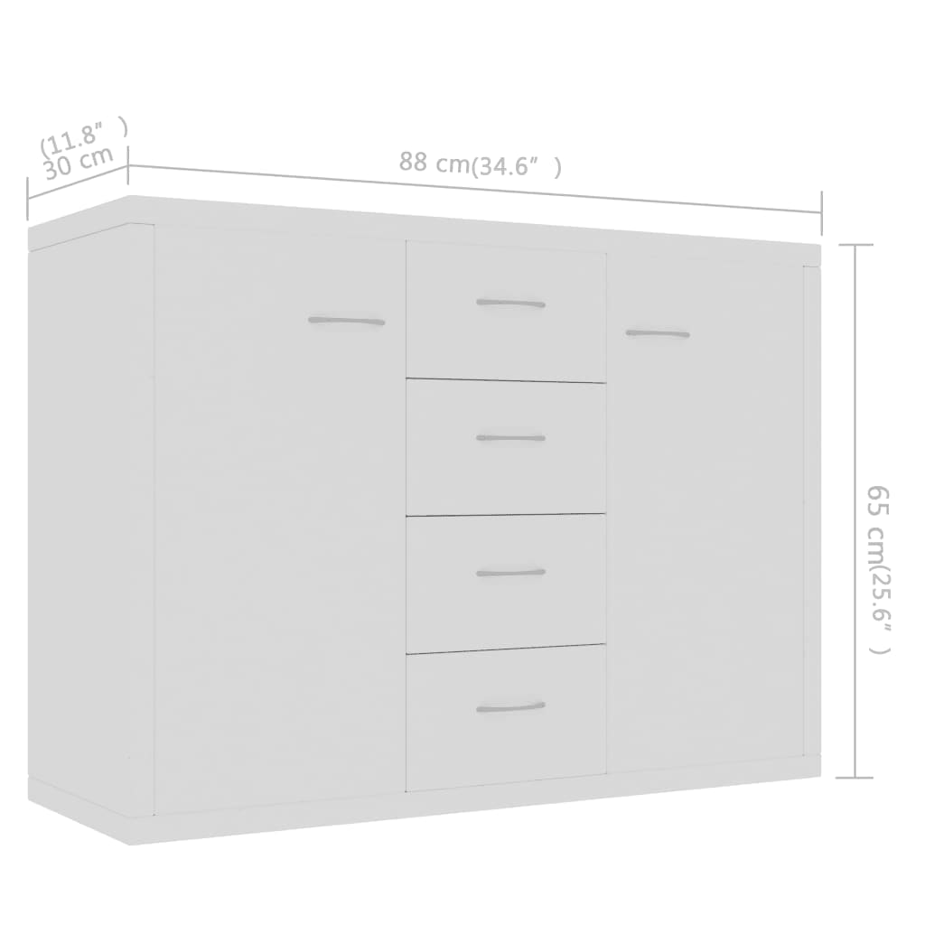 Credenza Bianca 88x30x65 cm in Truciolato - homemem39