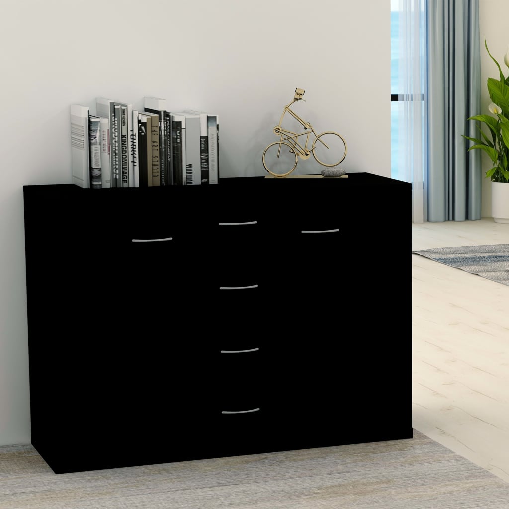 Credenza Nera 88x30x65 cm in Truciolato - homemem39