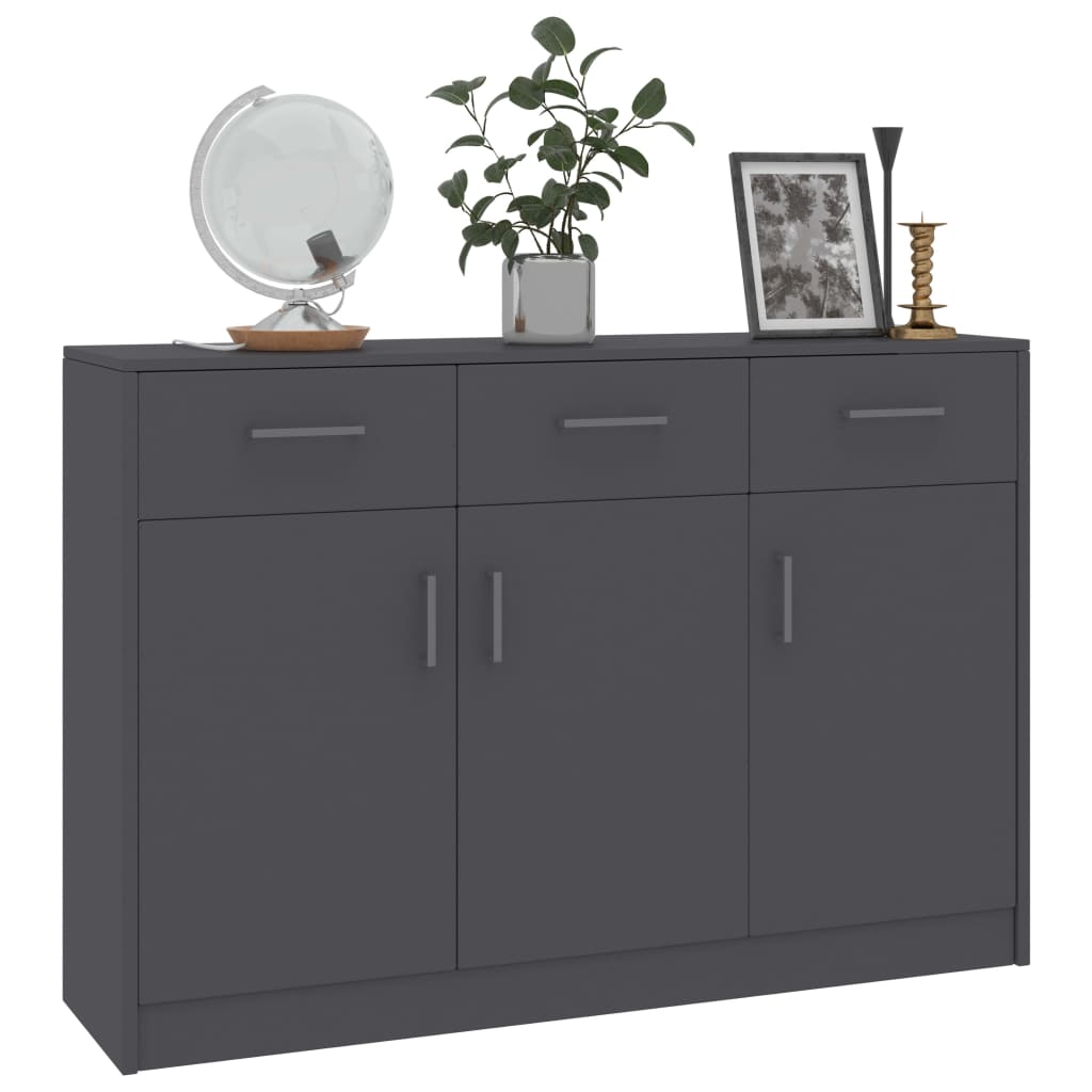 Credenza Grigia 110x30x75 cm in Legno Multistrato - homemem39